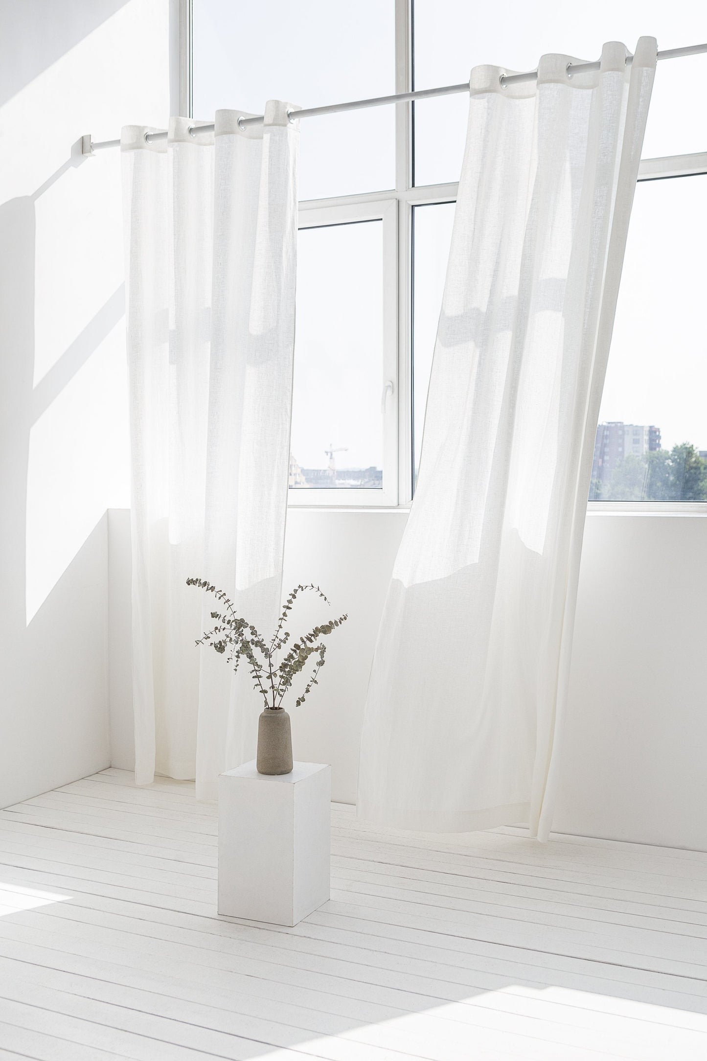 Light Grey linen curtain with grommets
