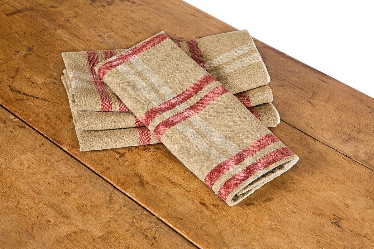 Xia Home Fashions Linen Check Tea Towels Yarn Dyed 14x22 Natural Set